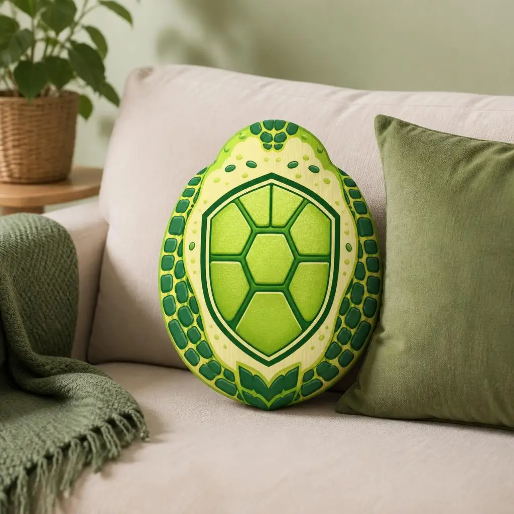Avocado Turtle Plush Pillow Shaped Stuffed Cushion Botanical Throw Pillow for Sofa Home Decor Gift for Reptile Lovers Green