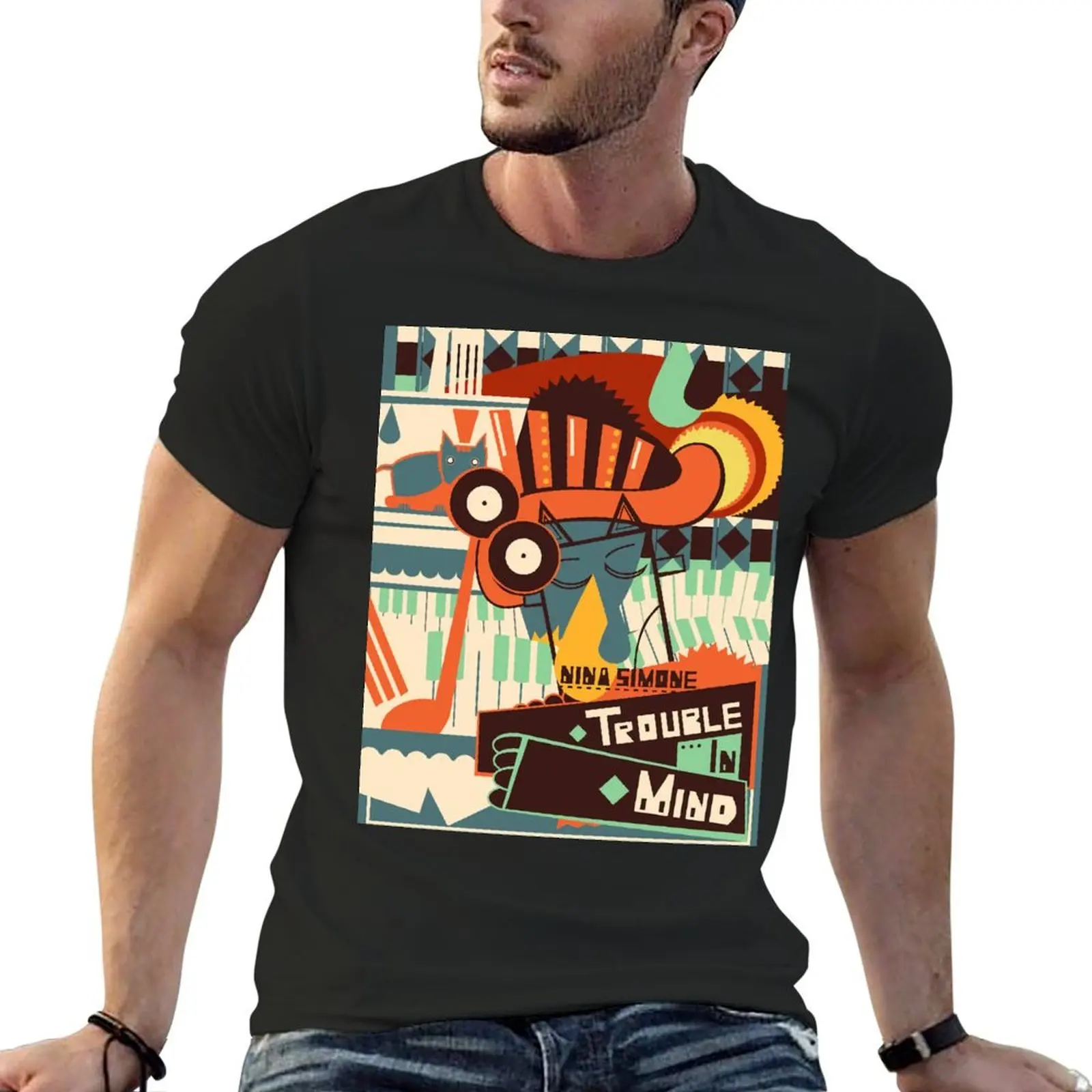 

Musique Vintage Nina Simone Trouble In Mind T-Shirt Funny t-shirts graphic t shirts fashion shirts mens t shirt