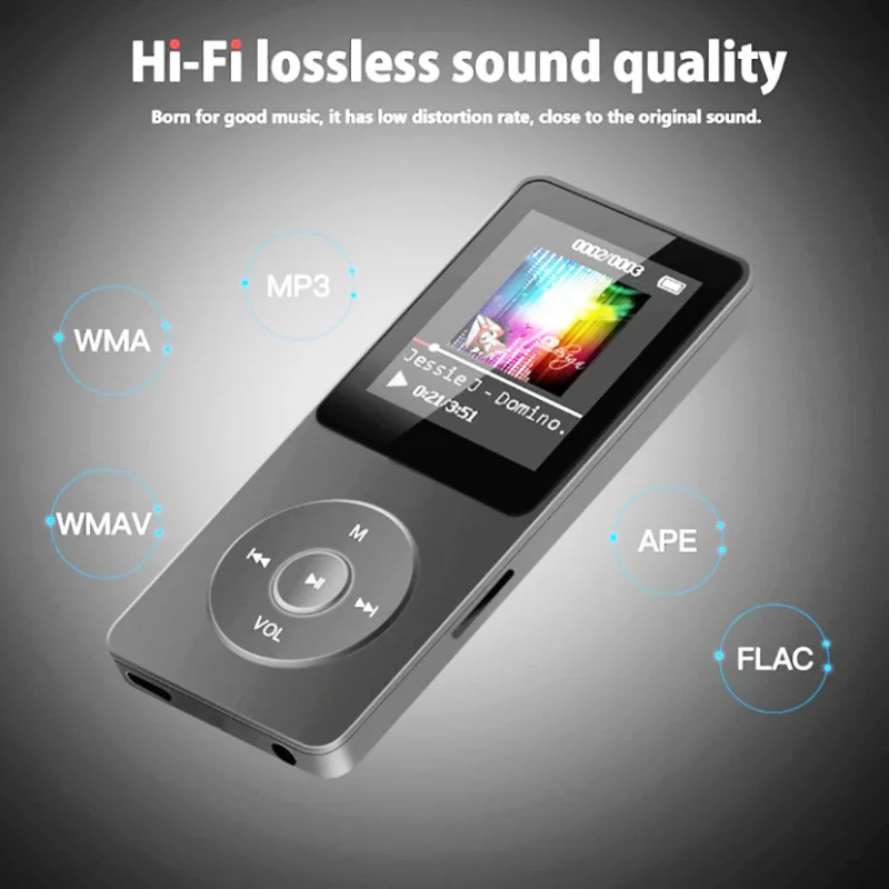 MP3 Player 1.8 in Screen HiFi Lossless Music Player Bluetooth-Compatible5.4 Type-C Music Stereo Player Built-in Speaker for Kids