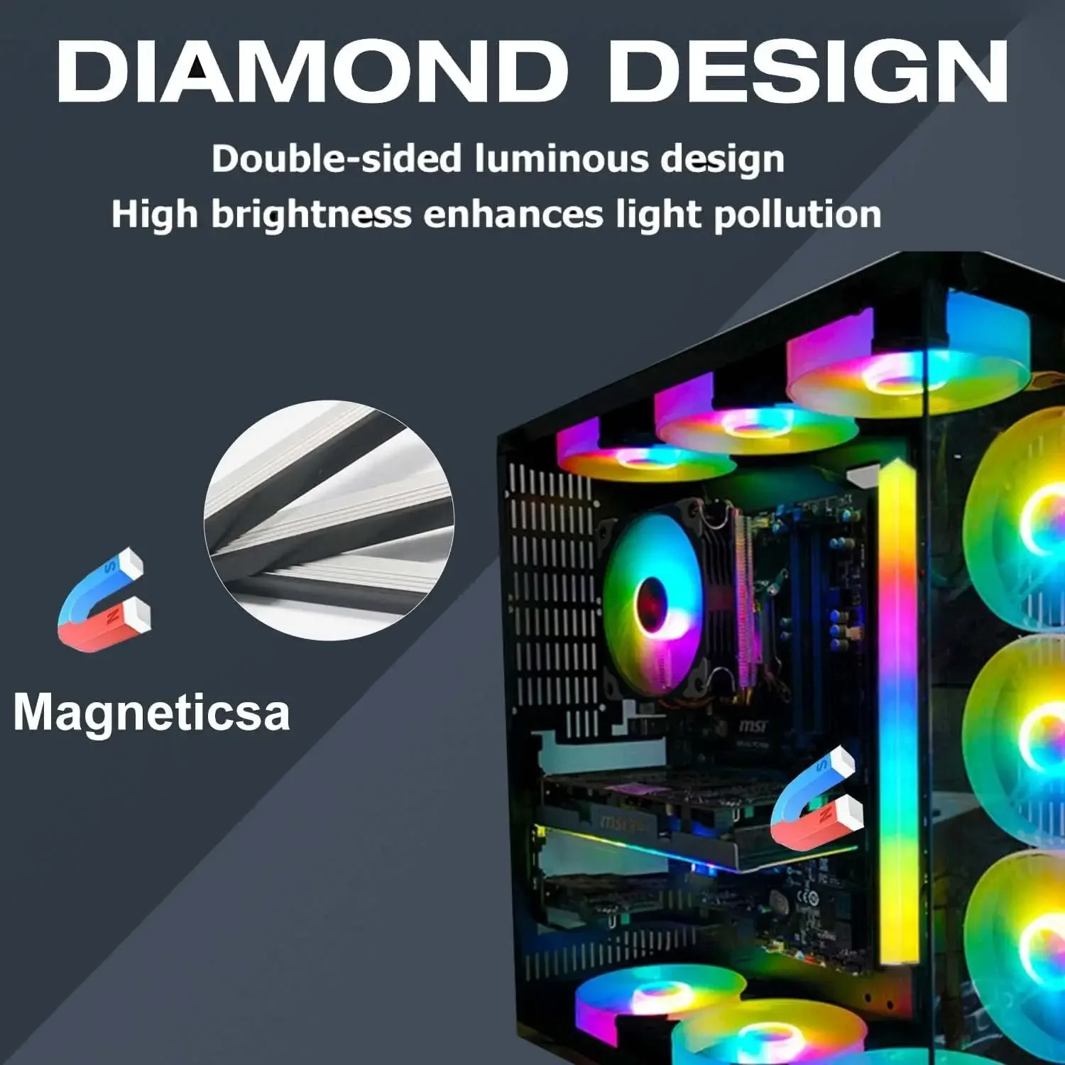 5V ARGB 3Pin Header for Asus Aura Gaming Case RGB PC Light Strip Magnetic Addressable WS2812B LED MSI Mystic Light DIY Decor view 6