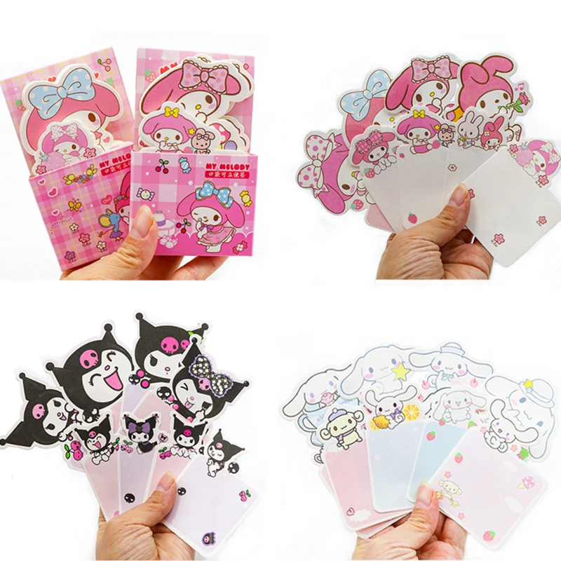 16pcs Sanrio Self-stick Notes Melody Kuromi Cinnamoroll Memo pad notepad studenti Planner Notebook pastiglie appiccicose materiale scolastico