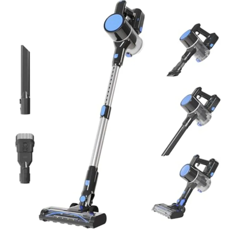 Cordless Stick Vacuum Powerful 10KPa Suction for Hardwood Floors Pet Hair Removal Lightweight Rechargeable Low Noise Cleaner