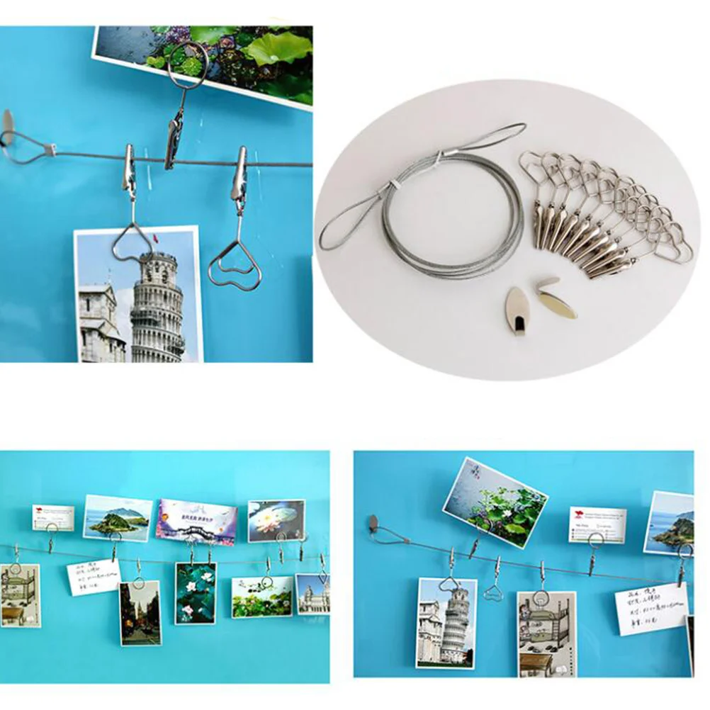 

10pcs Metal Photo Clips Removable Double Headed Wall Display For Home Party Office Silver Diamond Pattern Photo Backdrop Memo