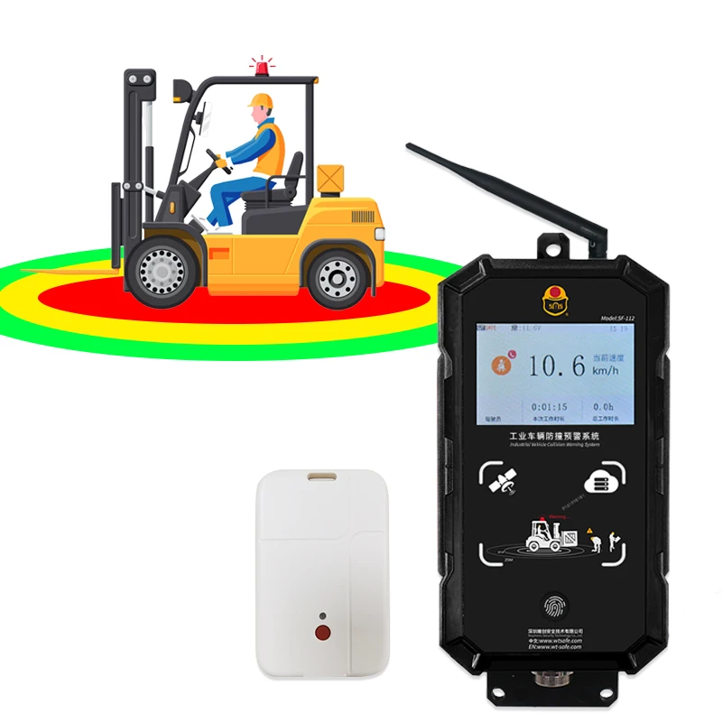 Factory Large Vehicle Truck Forklift with Speed Control Radar Tag Proximity Warning System Camera Display Screen GSM Network
