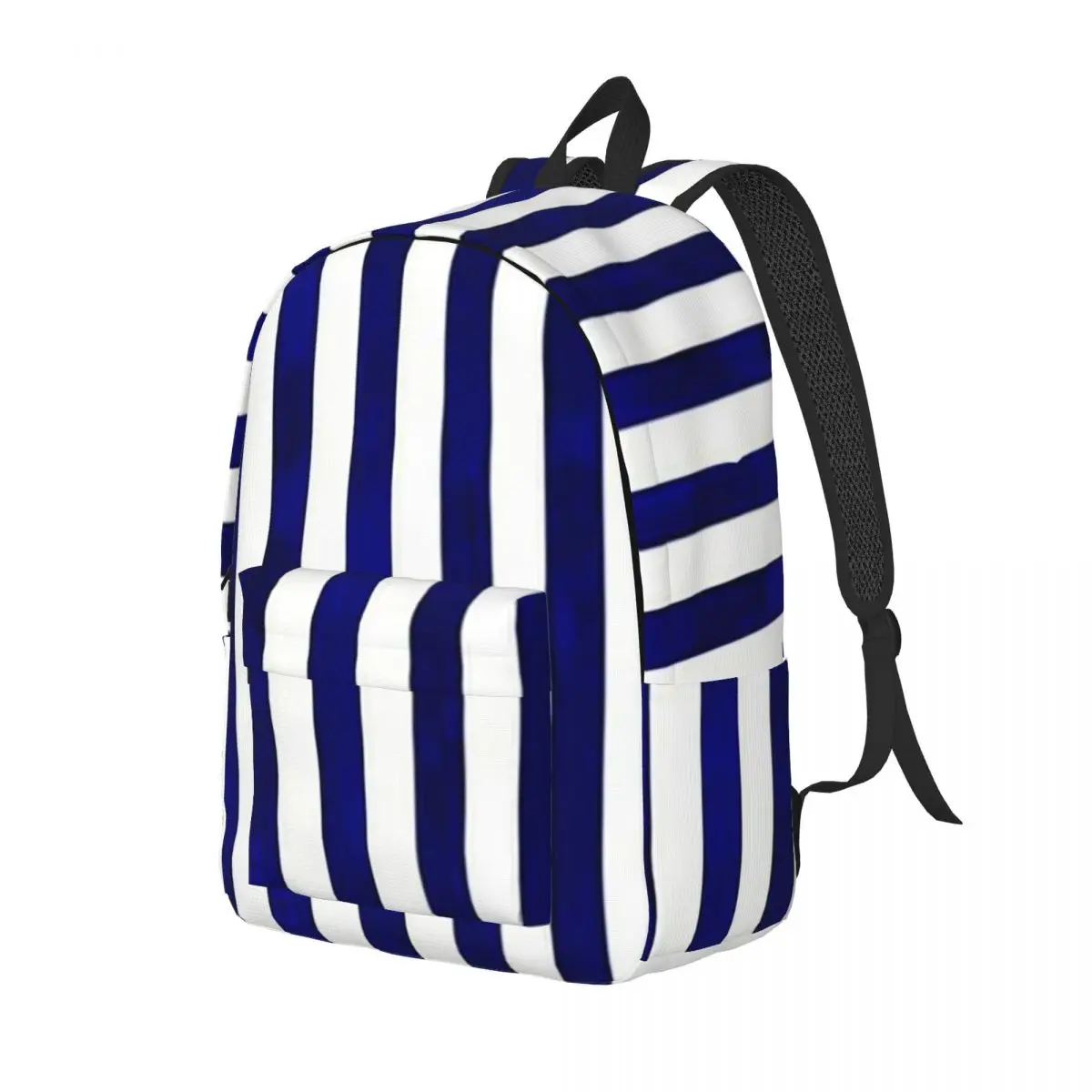 Classic Stripes Navy Blue And White Backpack Daypack Large Capacity Children BookBag School Bag Shoulder Bags for Men Women