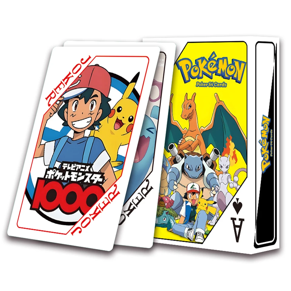 Juego de cartas de póker de Pokémon para niños, juego de cartas de dibujos animados, Pikachu, Charizard, Poke Ball