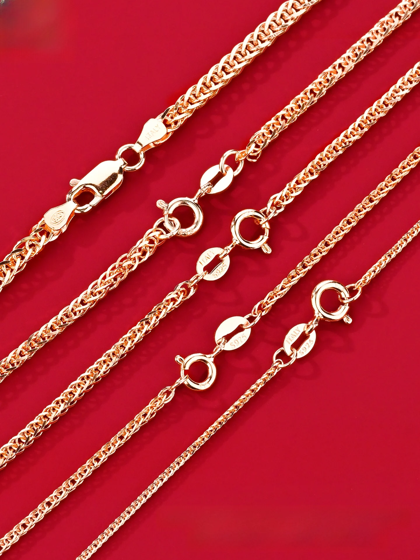 ショパン-ロング-s925-スターリングシルバー-ネックレス-レディース-セーターチェーン-ペンダントなし-ゴールドメッキ-18k-ローズゴールド-オリジナルデザイン-ファッションジュエリー