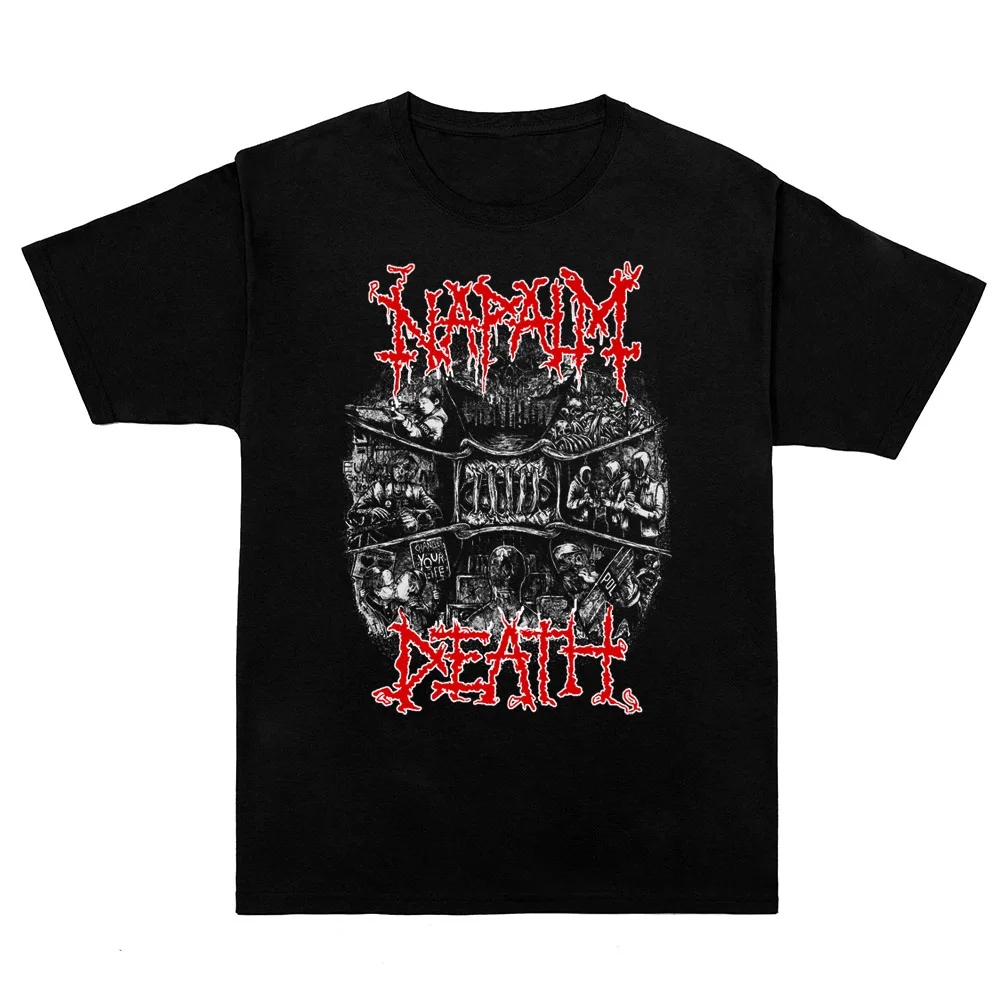 New Napalm Death Band Black Metal Men T-shirt Casual Round Neck 100% Cotton T Shirt Birthday Gift Tees Harajuku Styles Clothing