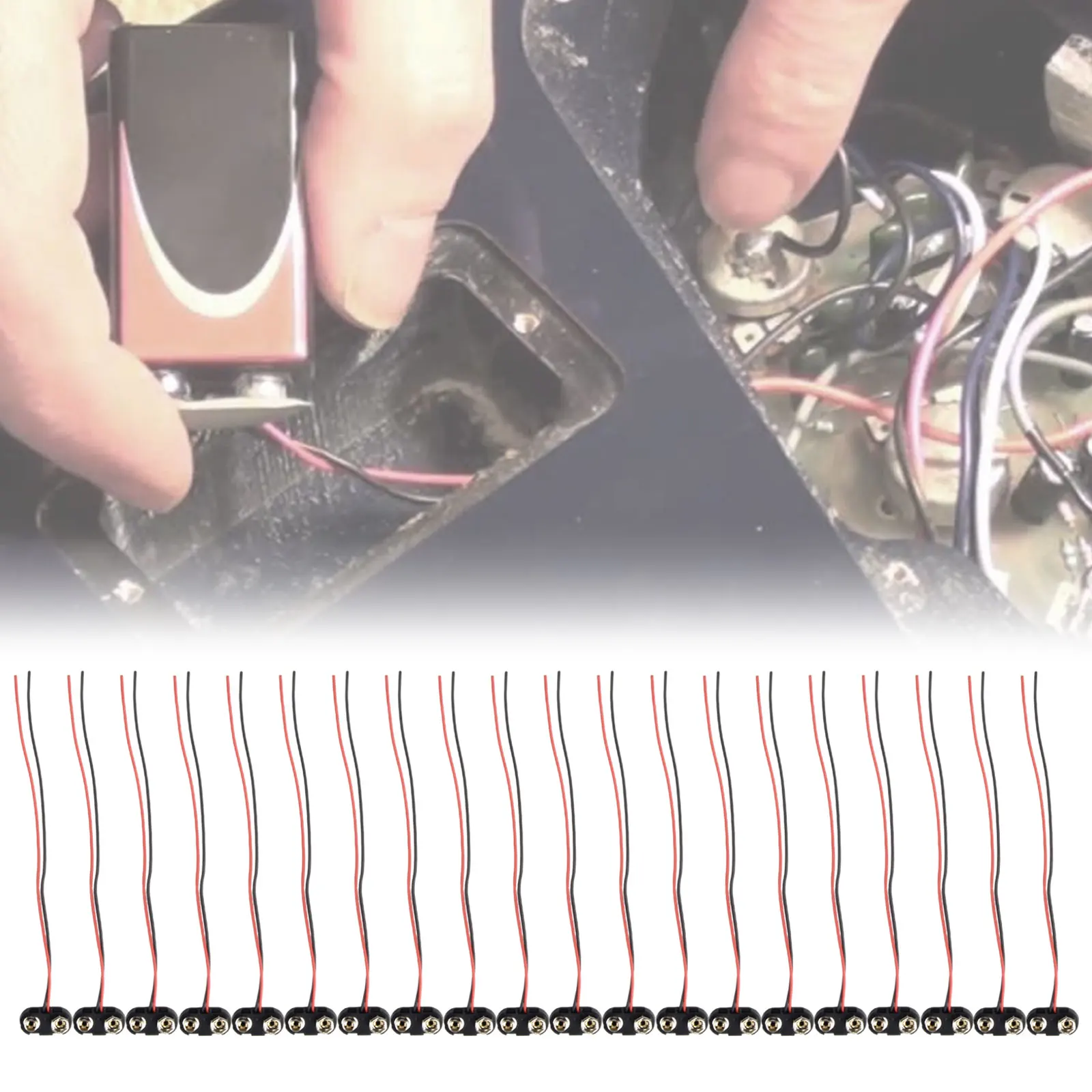 20 Pack T Shaped 9V Battery Connector with Cable for 9V Battery Power Transfer Hard Shell Housing Compatibility