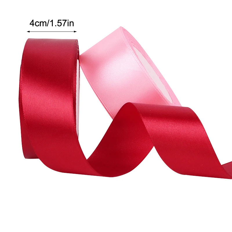 

Атласная лента 4 см, 25 ярдов, рулон, для упаковки подарков ручной работы, изготовления цветов, букетов, бантов, декора для вечеринок, поделок, DIY