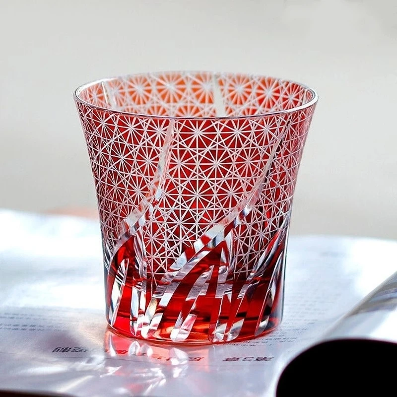 

Самый экономичный Edo Kiriko, цветное стекло, ручная резьба, хрустальный бокал для вина, чашка для виски, бокал для вина, посуда для напитков, деревянная подарочная коробка
