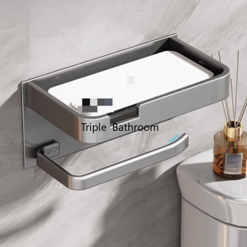 

1pc Wall Mounted Sanitary Napkin Holder Home Bathroom Accessories, Toilet Roll Paper Storage Rack, Drilling Installation