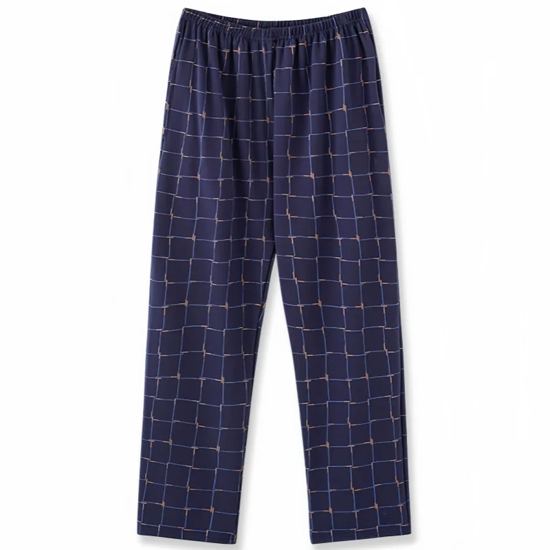 Spring Autumn Men\'s Cotton Pajama Pants Casual Elastic Waist Checkered Trousers 4XL Plus Size Loose Home Plaid Sleeping Pants