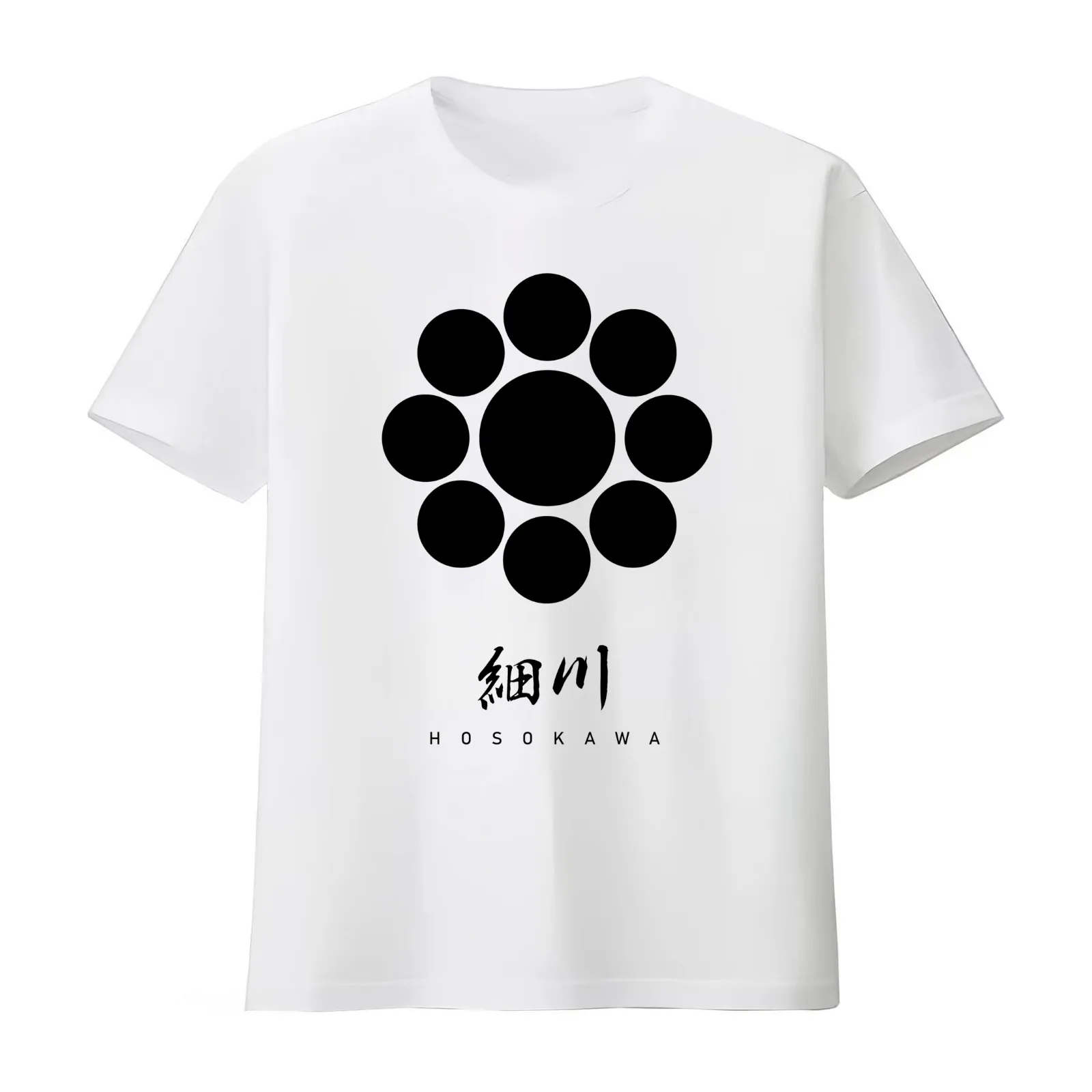 Hosokawa Clan Family Crest Kamon - Black Title Version T-Shirt Summer Casual Cotton Tee Oversized Streetwear Tops 100% Cotton