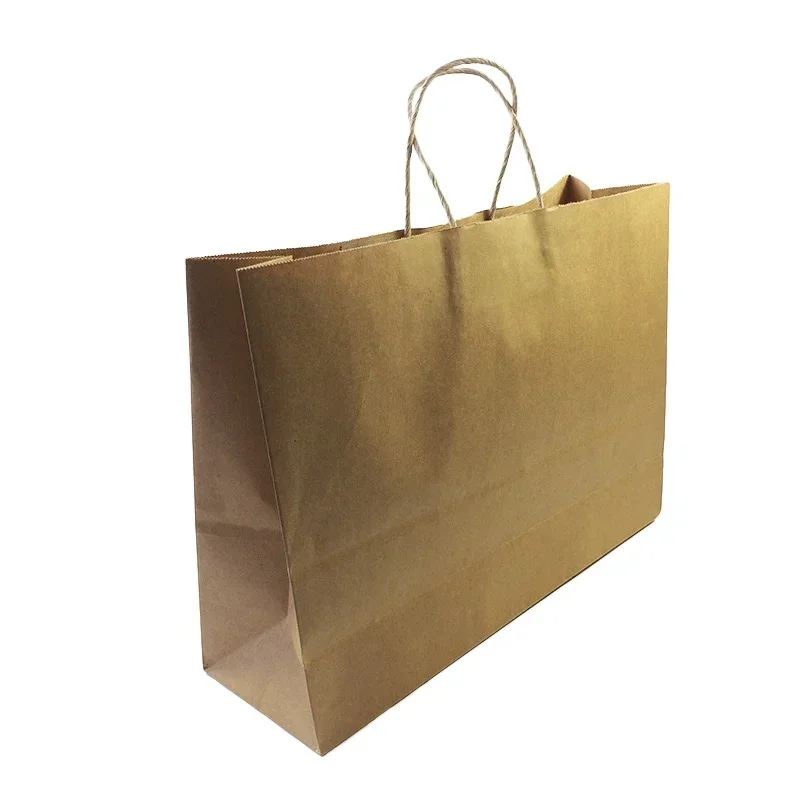 10 Pcs Multifuntion Kraft Paper Bags With Handle Cowhide Primary Colors Gift Party Holiday Recyclable Package Bag 42*31*13cm