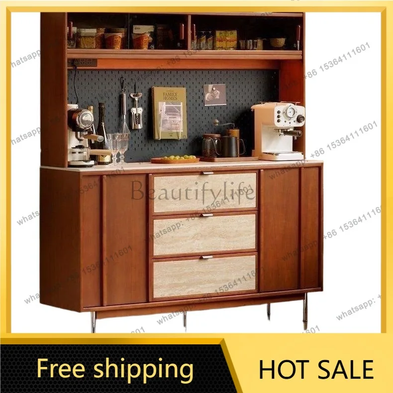 FG medieval style solid wood dining side rock slab locker retro floor type living room locker