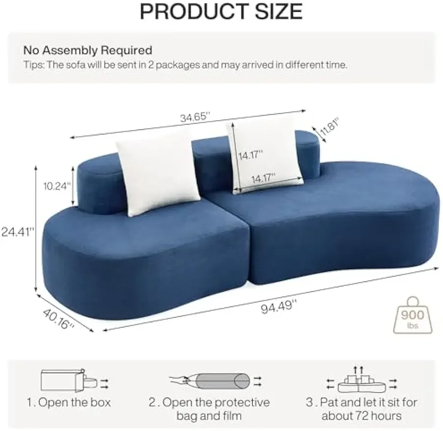 Modern Curved Sofa Couch, 94