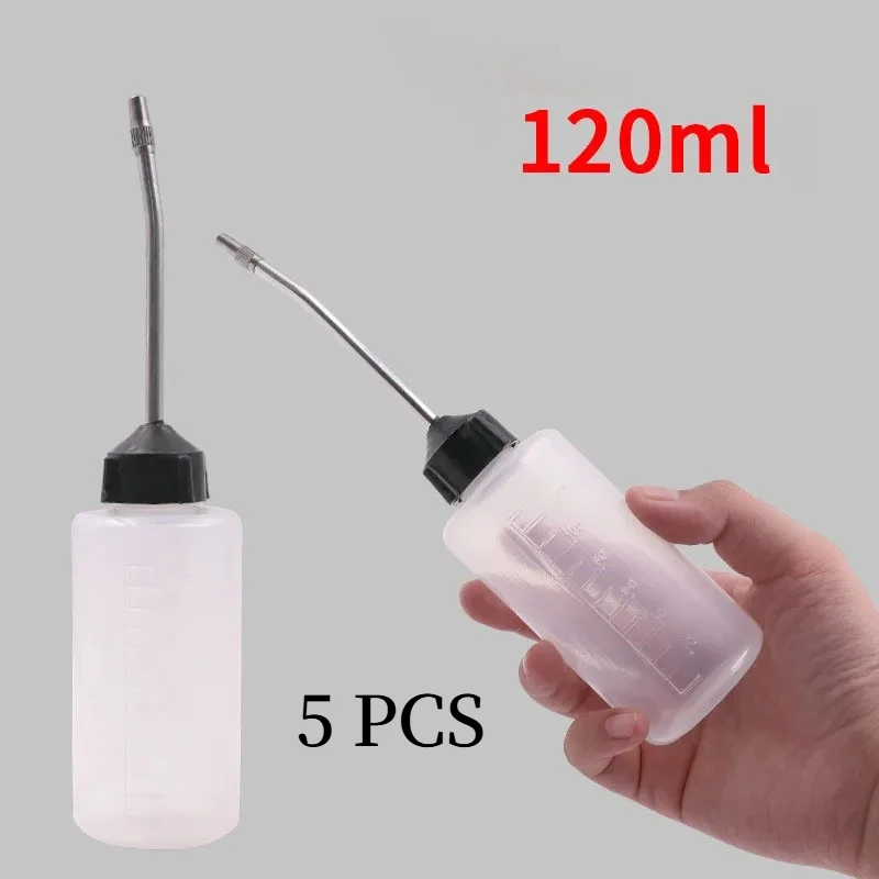 5pcs 120ML Sewing Machine Oil Bottle Iron Spout With Cap Plastic Long Nozzle Storage Pot Oiler Oil Dispenser Sewing Accessories