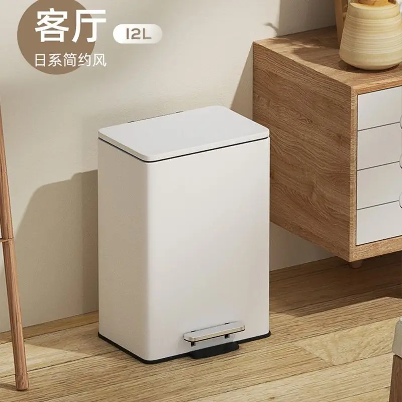 Kitchen Trash Can Household Large Capacity Living Room Bedroom Pedal Style White Bathroom Light Luxury Garbage Bin