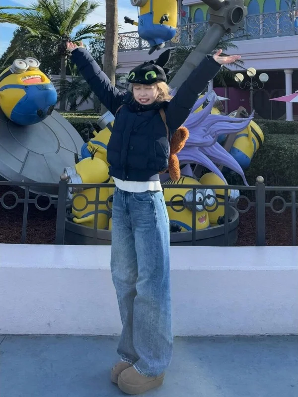 Giacca Invernale da Donna in Cotone Imbottito, Nuovo Modello Sottile con Zip Blu, Calda e Confortevole per il Pendolarismo