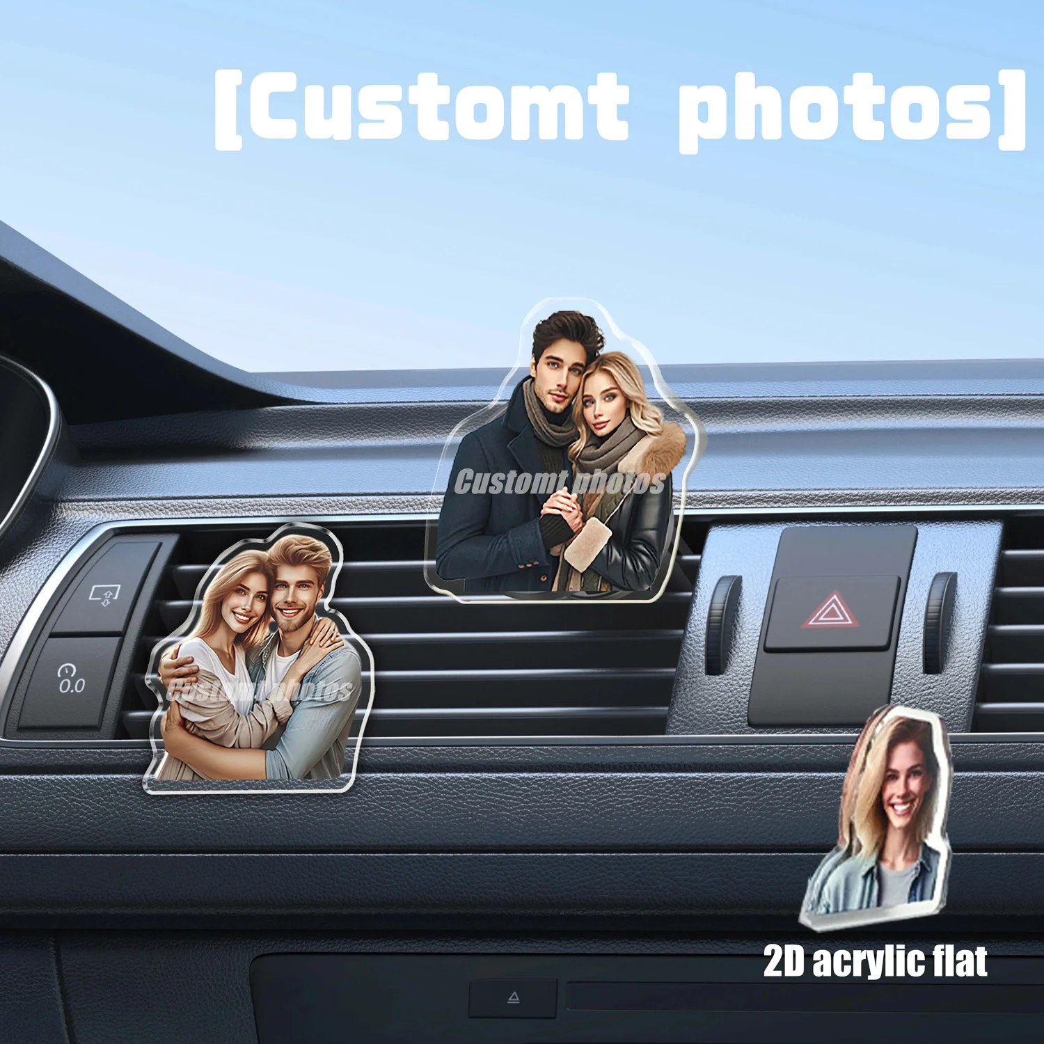 Personalized acrylic car vent photo holder, custom photo car interior decoration, a personalized souvenir gift specially