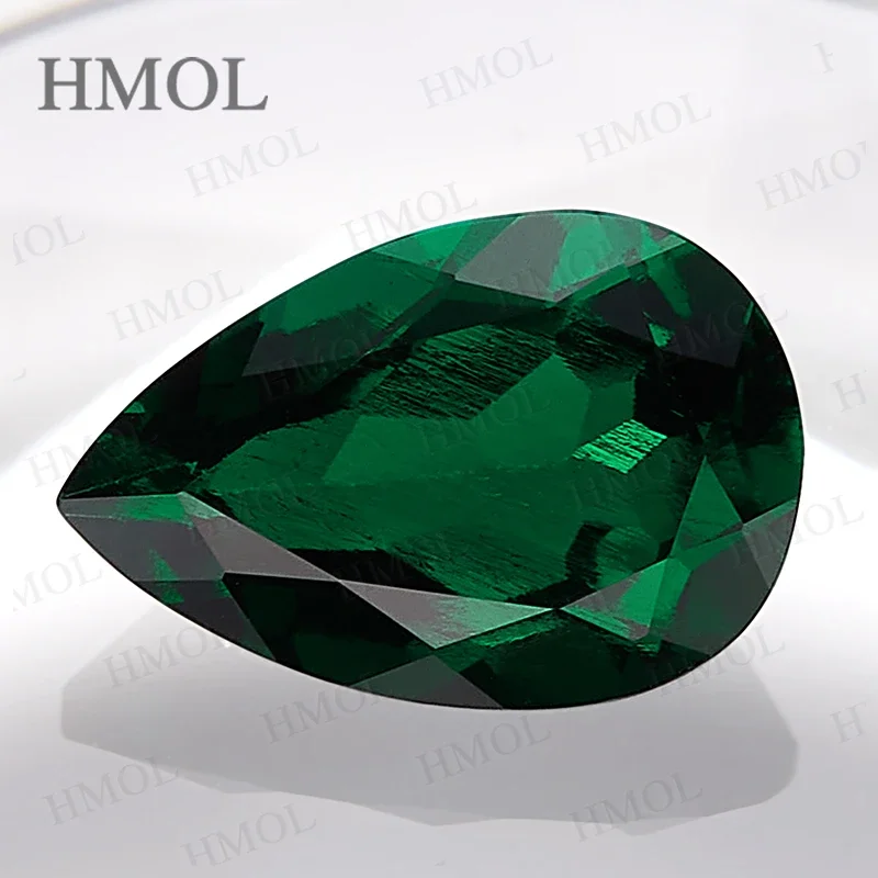 

Lab Grown Zambian Emerald Brilliant Pear Cut Green Color Hand Cutting With Cracks Inclusions Inside Selectable AGL Certificate