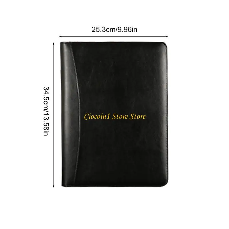 A3PC Business File Case with Cliffork Hultsiptments Compartments Sheippered Leather Folder