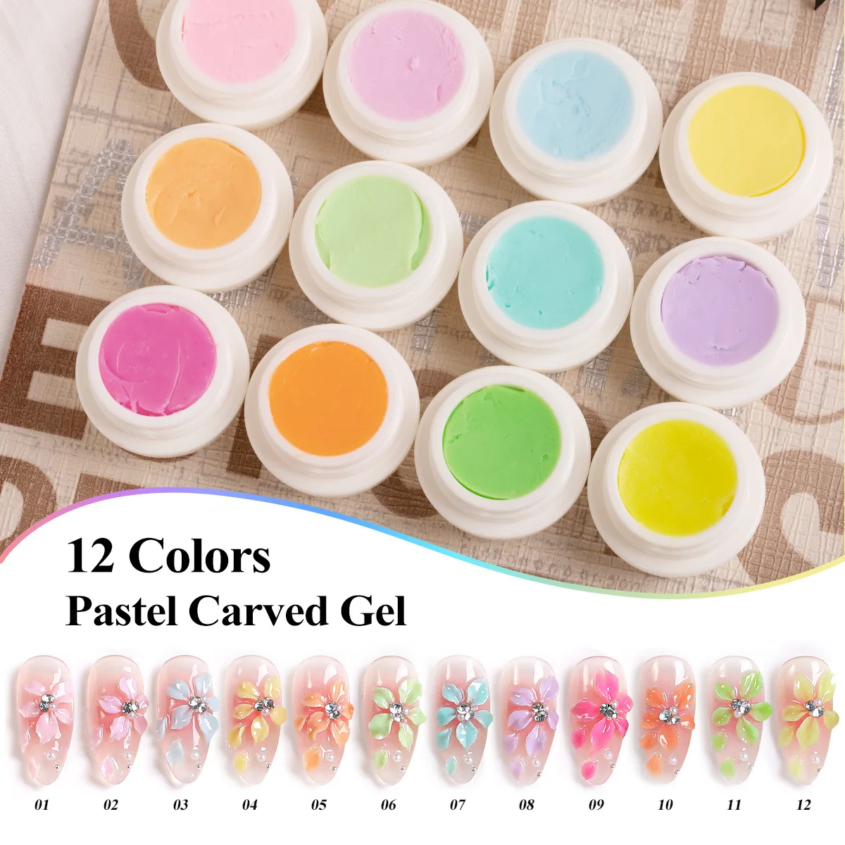 

Гель-лак для ногтей 12 цветов, 3D-моделирование, скульптурный дизайн, цветочный узор, гель-лак для гравировки, УФ-гель-латекс для нейл-арта