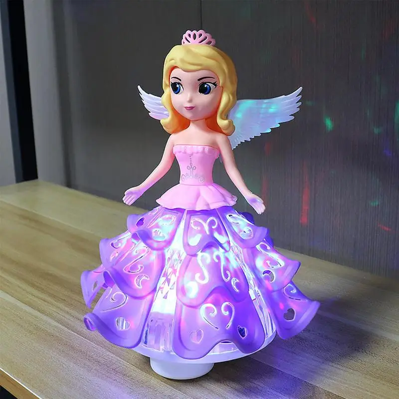 Juguetes musicales de princesa, Robot de princesa giratorio de baile eléctrico, juguetes de baile de princesa con luces coloridas para cumpleaños y Pascua