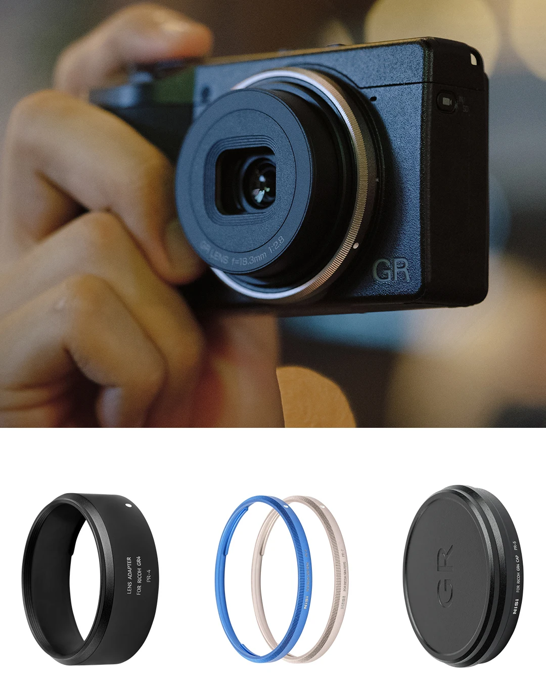 NiSi Camera Lens Cap for Ricoh GR IV GRIV GR4 Protector Cover Metal Decorate Ring Cap Adatper for 49mm Filter