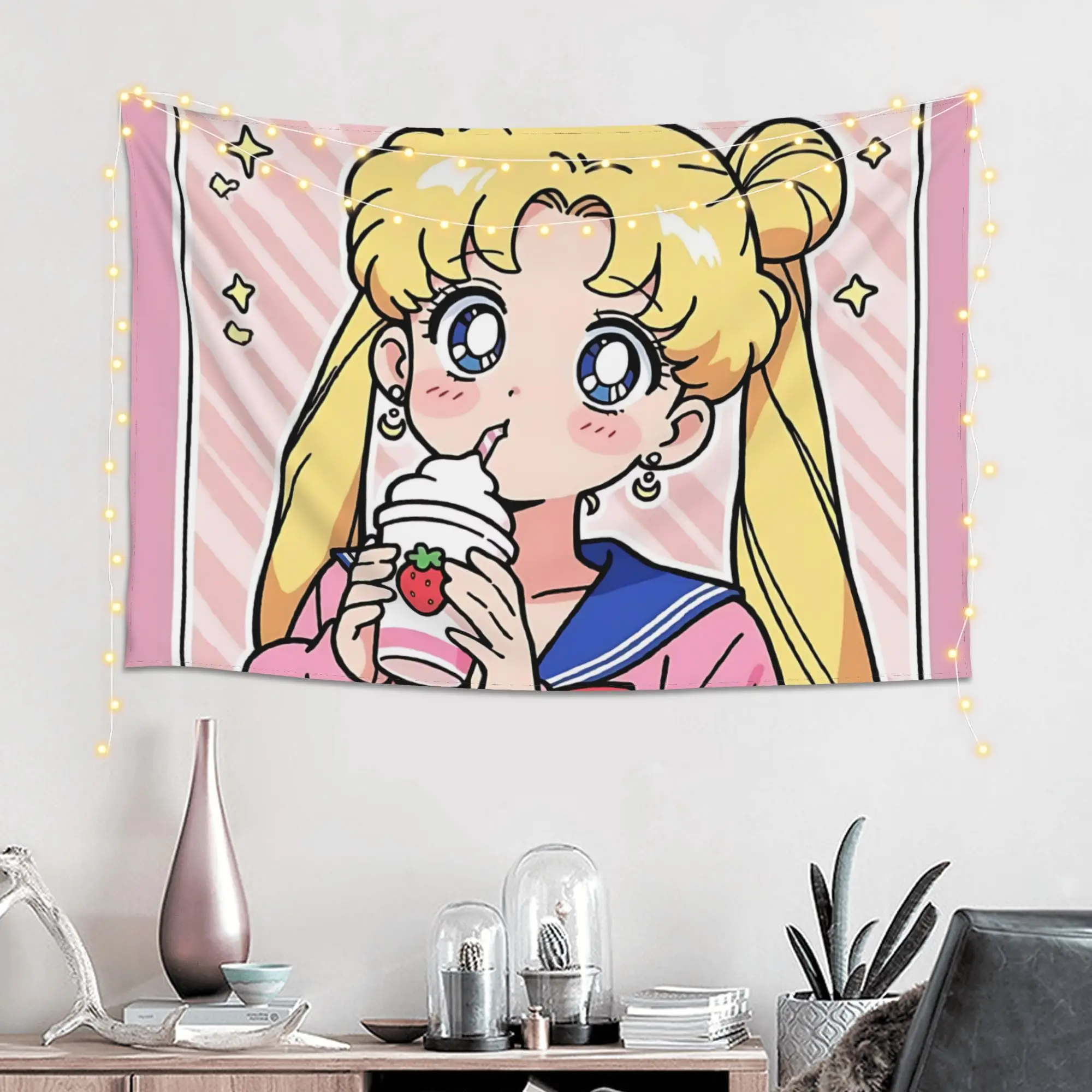 Cutecore Sailor Moons Tapestry Bedroom Decoration  Wall Hanging Blanket Tapestry Cool Stuff For Room