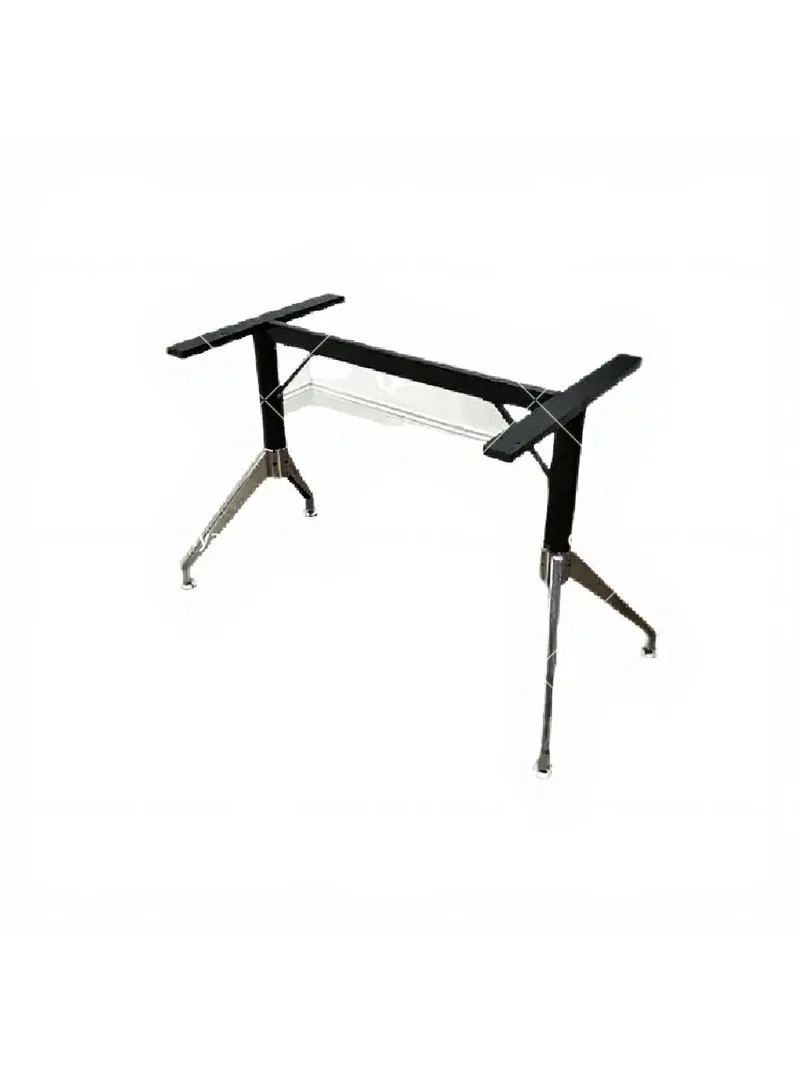 Office Steel Frame Desk Stand, Electroplated Feet, Ergonomic Glass Computer Desk with Human-shaped Support Legs