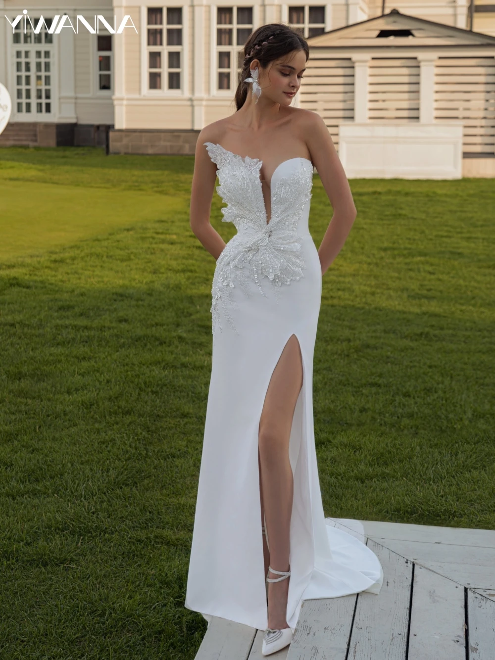 Vestido De novia Sexy sin mangas y espalda descubierta, apliques De lentejuelas brillantes, bata De novia elegante, vestido De novia personalizado 2024