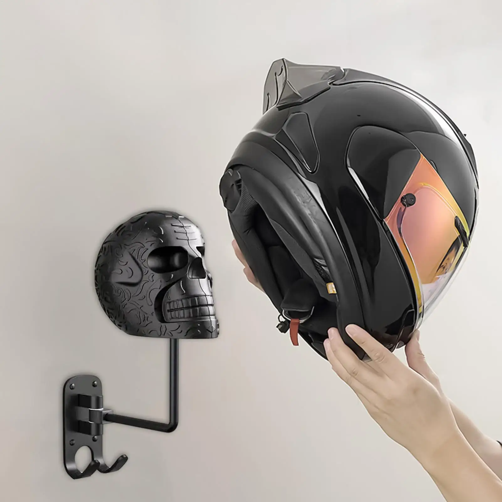 

Настенное крепление для шлема в форме черепа, вешалка для шляп, декоративное настенное крепление, держатель для шлема для гаража, прихожей, спальни, женщин и мужчин, вечерние