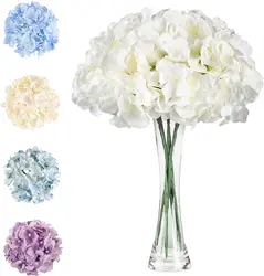10pcs 54 Small Heads Silk Hydrangea Fake Flower DIY Floral Artificial Flower with Stems for Wedding Shower Decor Banquet Home