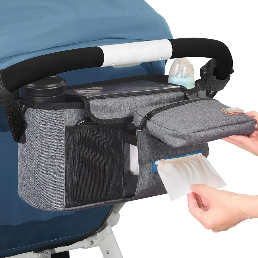 

Homlynn Universal Stroller Organizer Stroller Large Storage Bag with Cup Holders Shoulder Straps Detachable Pocket Stroller Cad