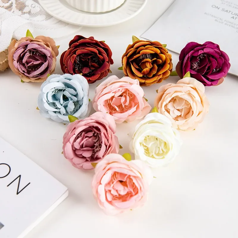 50/100 Stück Seiden-Kunstblumen Rosen für Zuhause, Vase, Tisch, Außenbereich, Garten, Hochzeit, Brautstrauß, DIY-Scrapbook-Zubehör – Detail 3