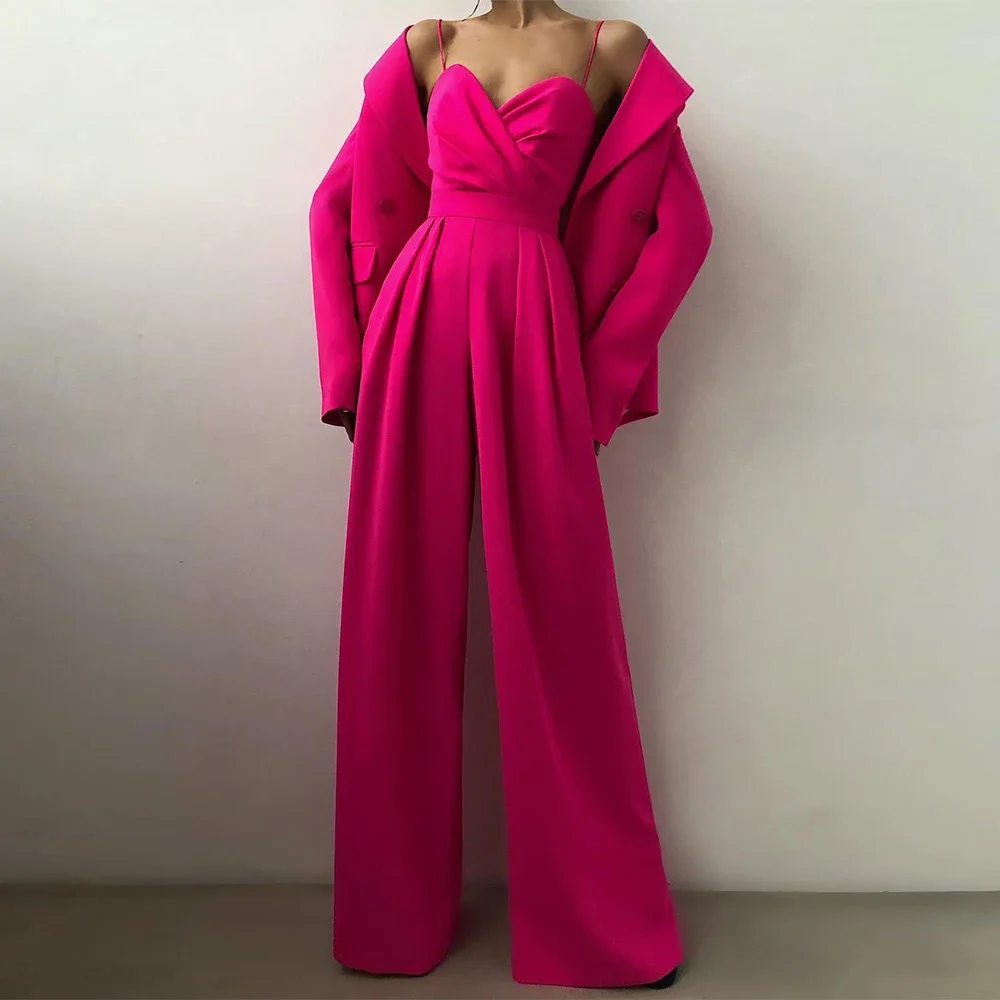 Cpsymym macacões verão magro ajuste chique dobras sem mangas querida pescoço comprimento total perna larga macacões casuais para mulher