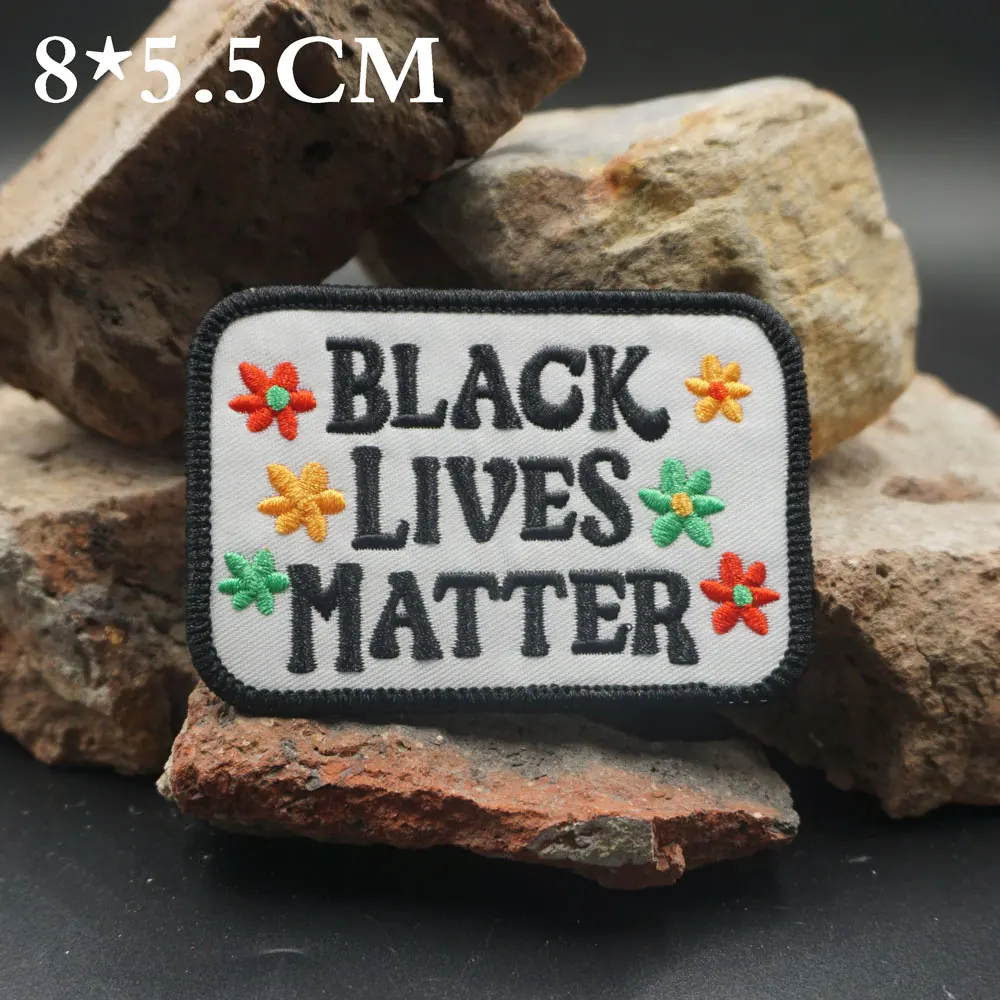 Black live matter Embroidered Patches Applique Sewing Label punk biker Band Rock Clothes Badge with hook backing or sew on