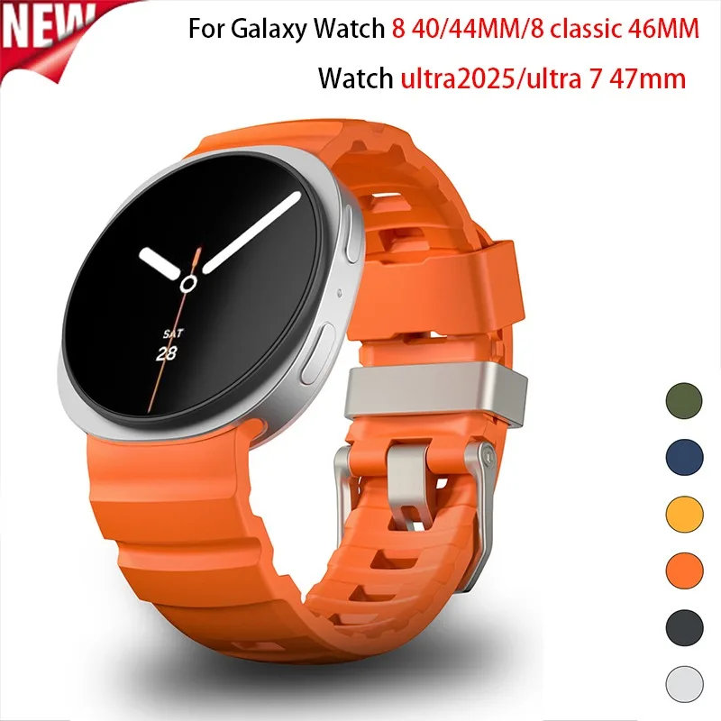 Sportarmband für Galaxy Watch 8 Classic 46 mm, Silikon-Schlaufenarmband für Galaxy Watch 8 40 44 mm Ultra 2025 Correa-Armbandzubehör
