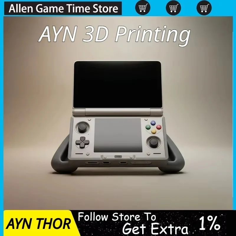 AYN Thor Ergonomic Grip 3d Printed Double-Screen Flip Palm Machine Parts Protective Cover Customizable Game Handheld Accessories