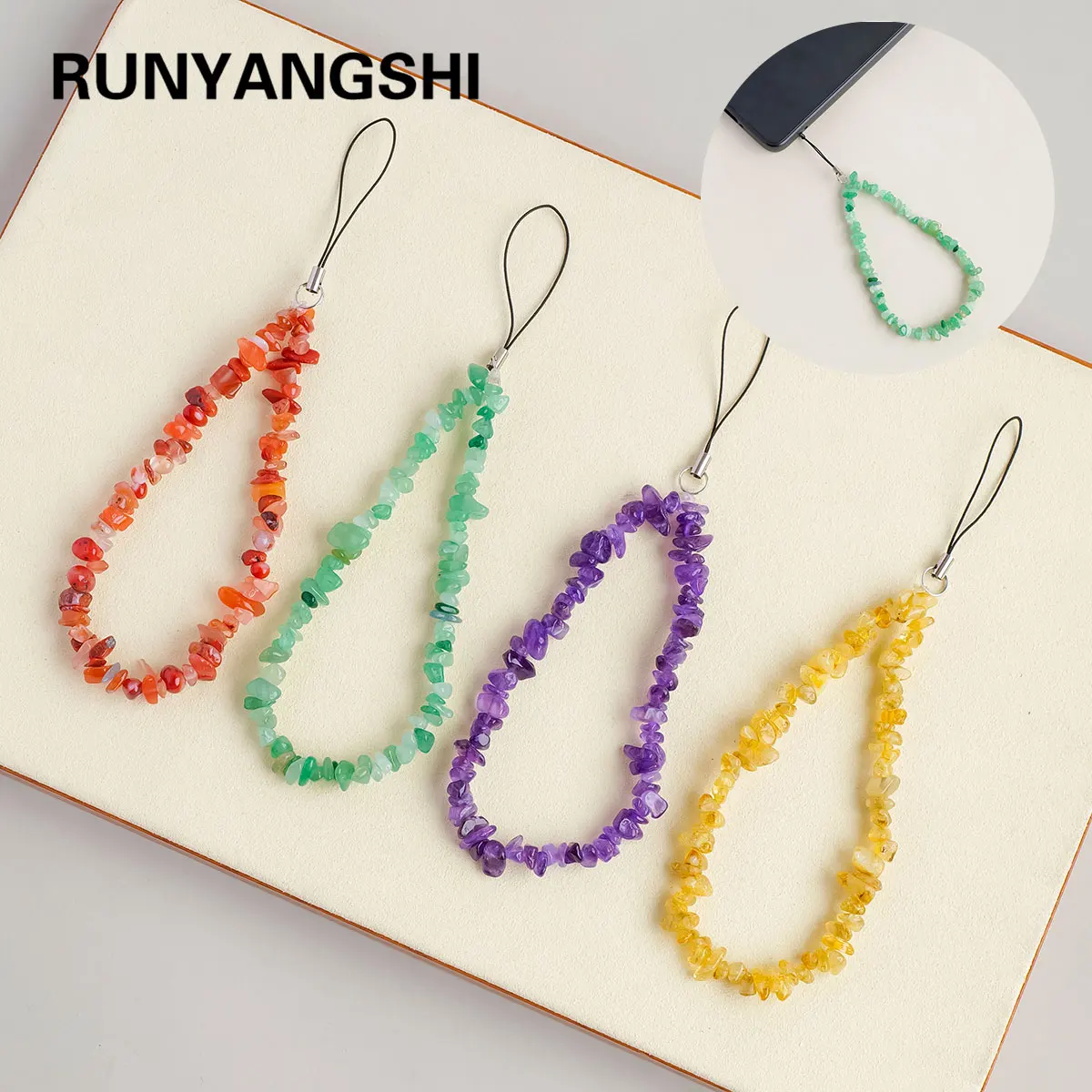 1PC Natural Crystal Gravel Pendant, Healing Energy Stone, Mobile Phone Decor & Yoga Spiritual Jewelry Gift