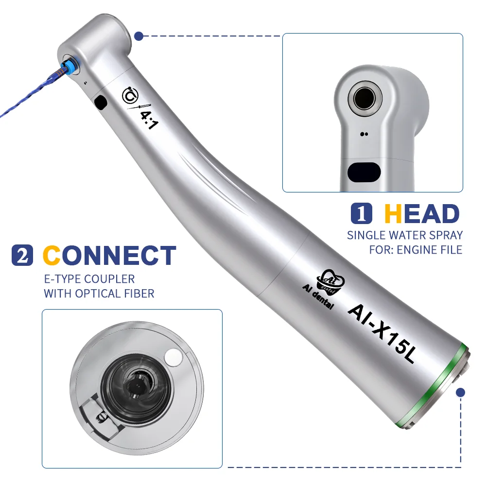 Dental Fiber Optic Low Speed Contra Angle Handpiece For Electric Micromotor 1:1/ 1:5/ 4:1/16:1 X Series AI-X95L/X25L/X15L/X65L