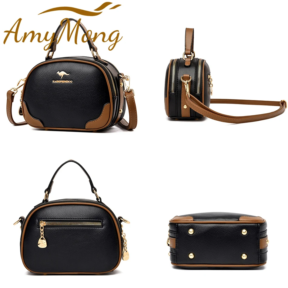 Bolso de mano multifunción de diseñador de lujo para mujer, bolso con asa superior, bandolera de hombro de cuero de vaca genuino