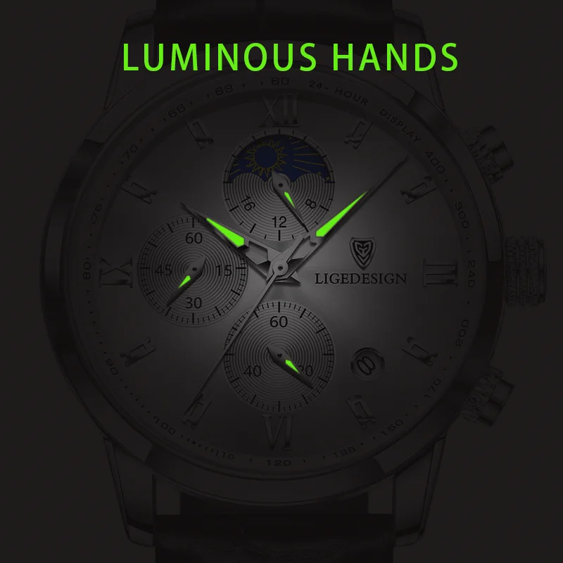 LIGE Luxury Man Wristwatch Waterproof Luminous Chronograph Men\'s Quartz Watches Stainless Steel Date Watch For Men Reloj Hombre