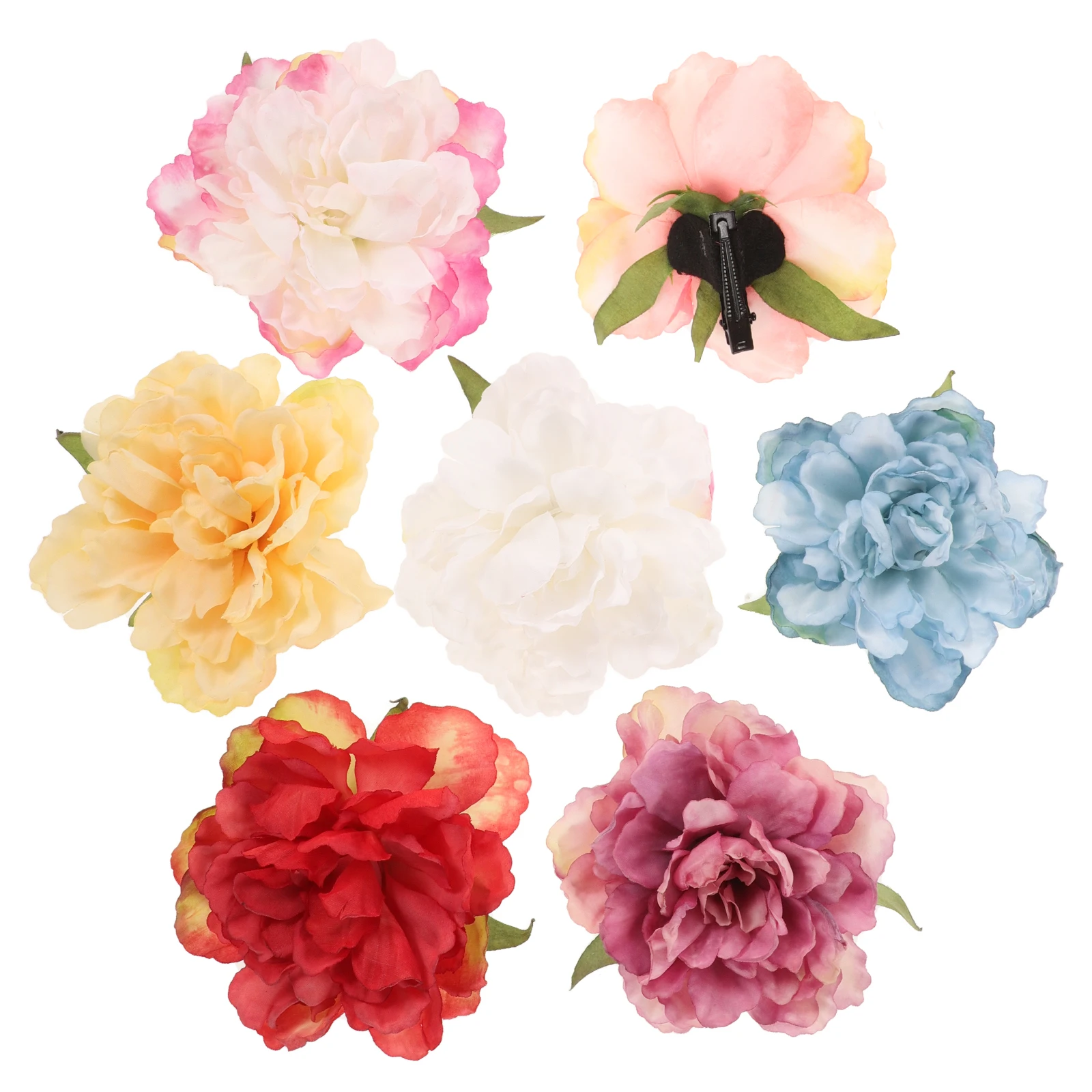 

7 Pcs Peony Flower Hair Clips Bridal Accessories Women Floral Hair Barrettes Styling Ponytail Cute Strong Hold