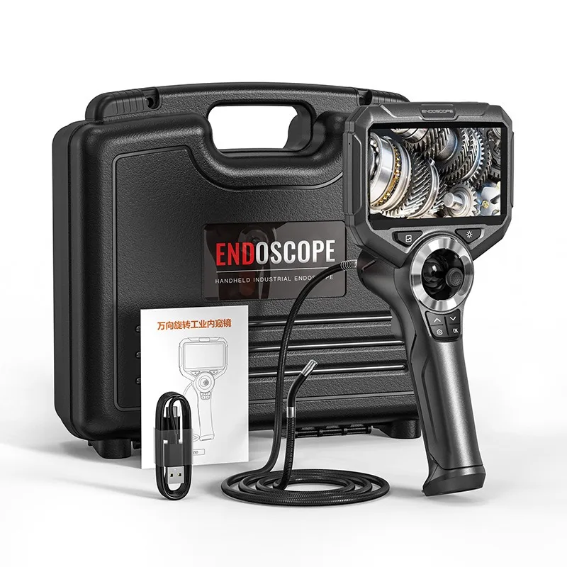 New 5-inch Wanxiang Steering 720° endoscope, handheld with screen, pipeline vehicle inspection wide-angle detection