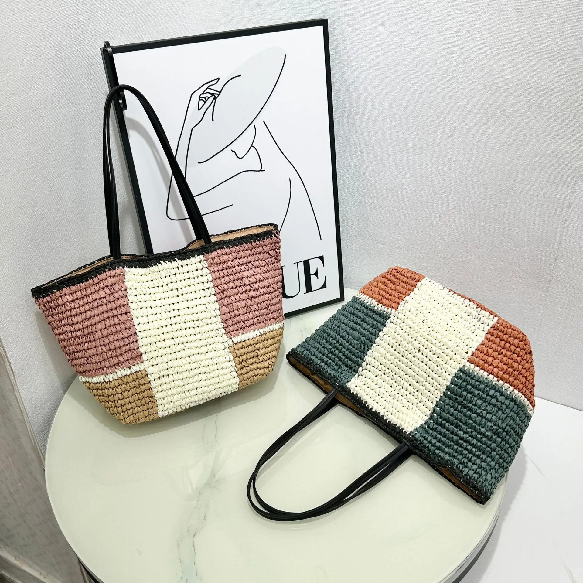 Kleur Patchwork Strandtassen V - Paper Straw Color recensie en prijs