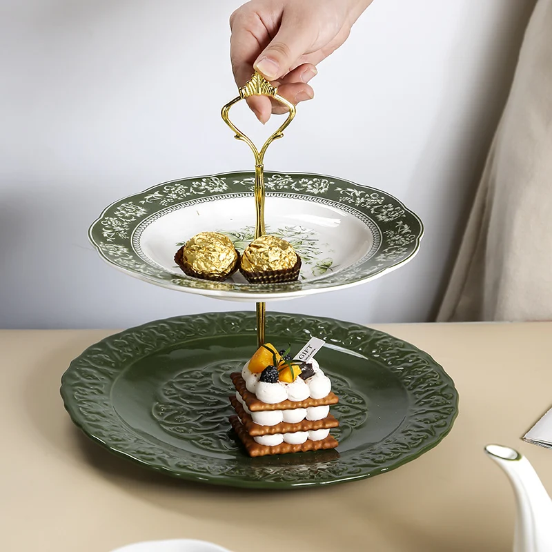

Afternoon Refreshment Rack Dessert Tray Two Layer Snack Tray European Relief Tray