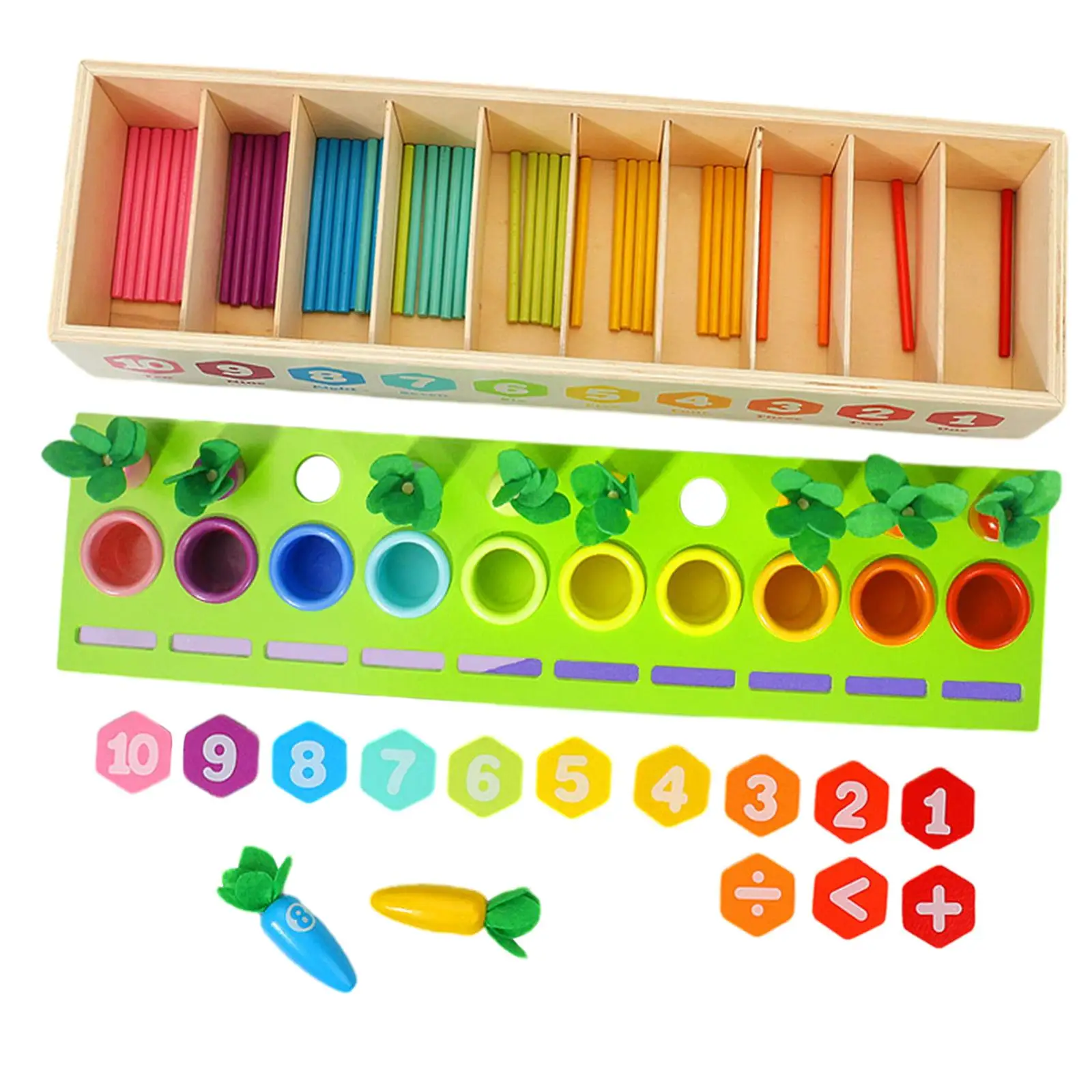 Rettich Zähl paarung Box Holz Montessori Regenbogen Zähl stangen für Spiel